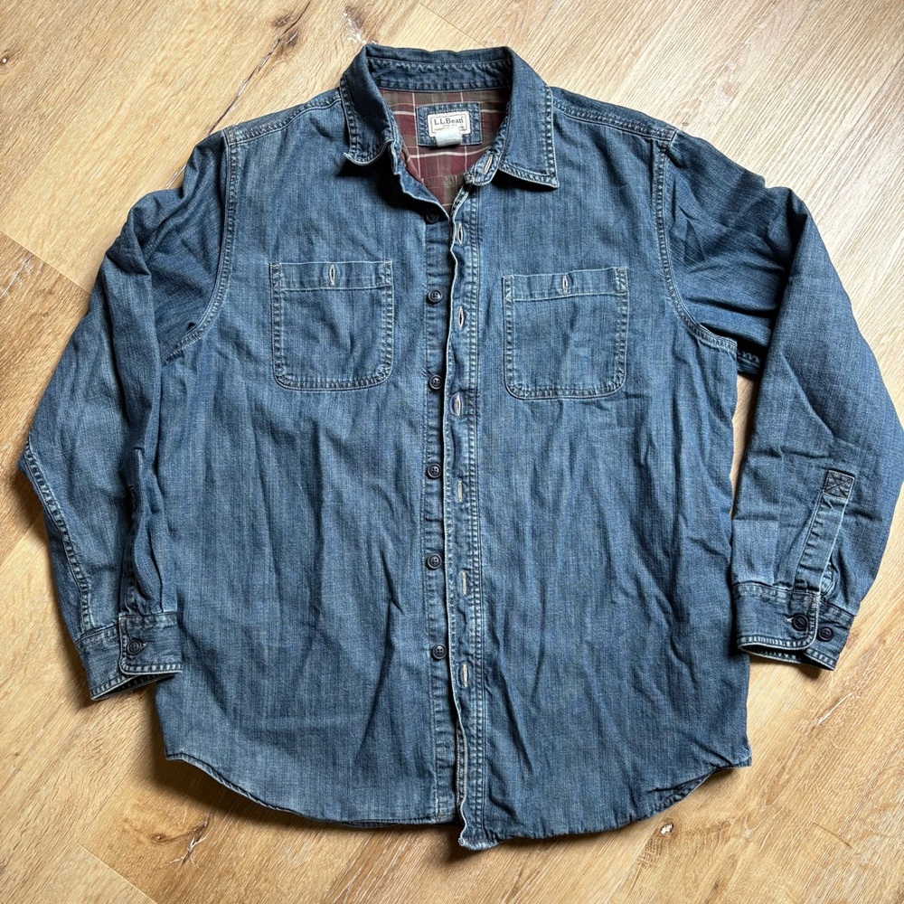 Vintage LL Bean Flannel Lined Denim Shirt